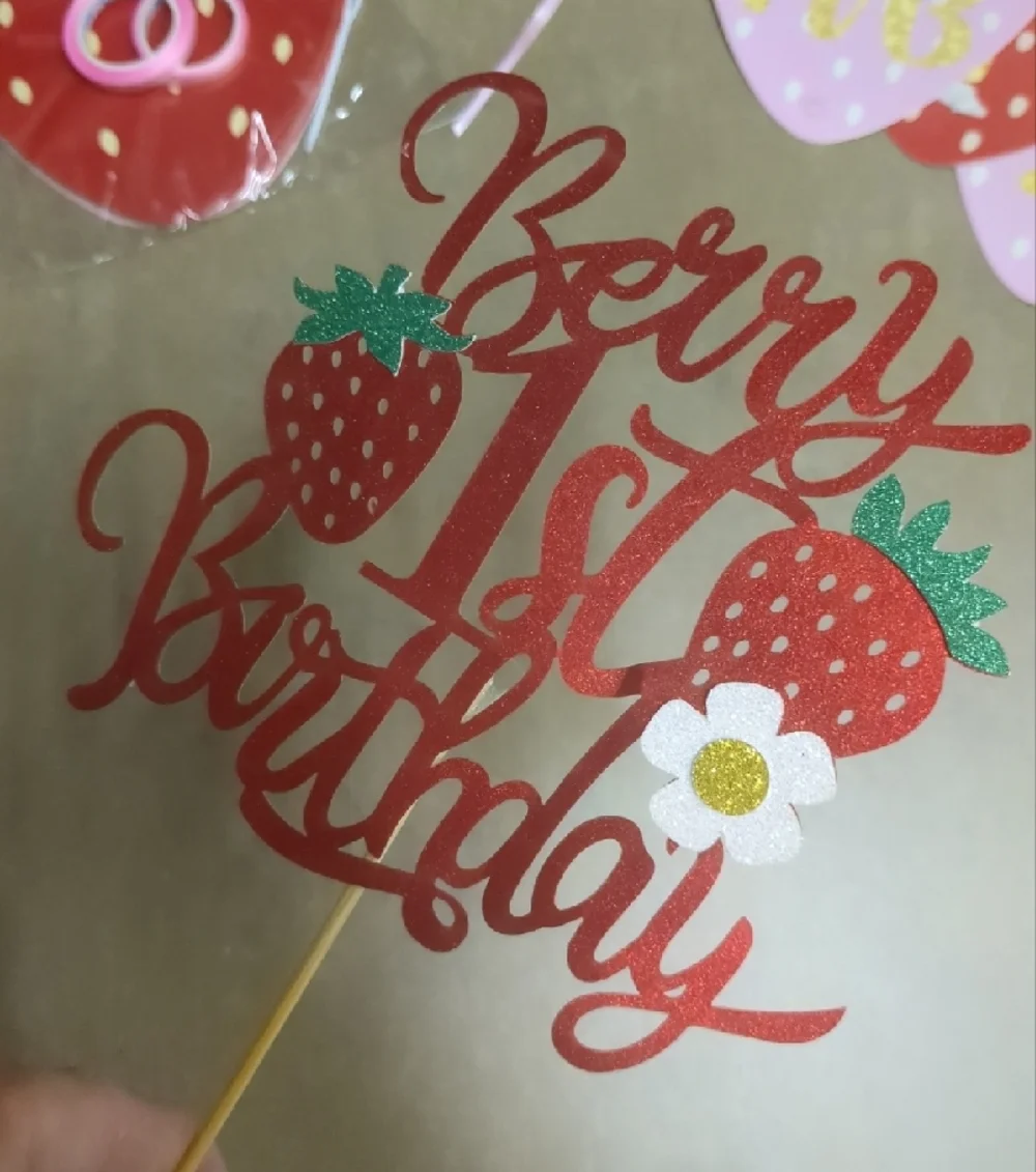 Strawberry Birthday Multipak,Banner, Cake Topper & Cupcake Toppers - & More